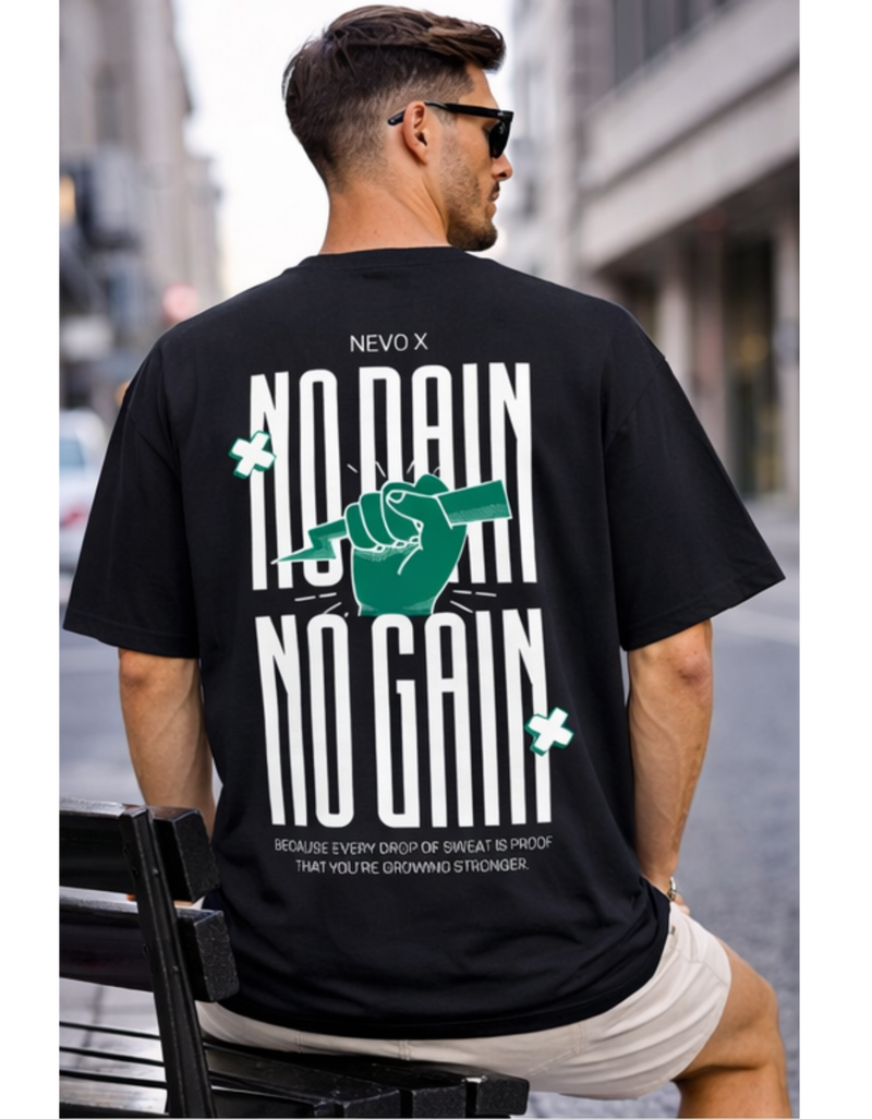 No Pain No Gain Oversized Graphic T-Shirt | Nevo X