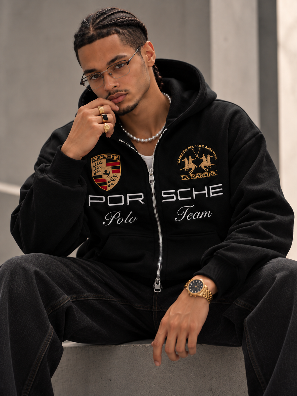 Porsche Dual Chain 360 GSM Zip Hoodie
