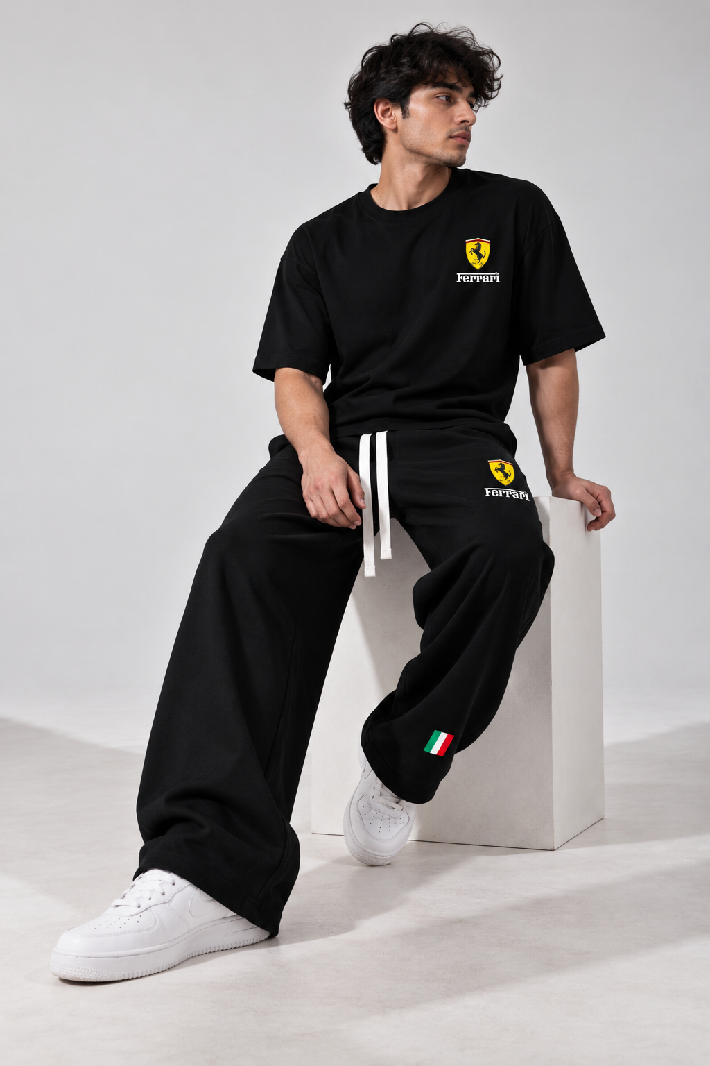 Ferrari Racing Black Tracksuit Set