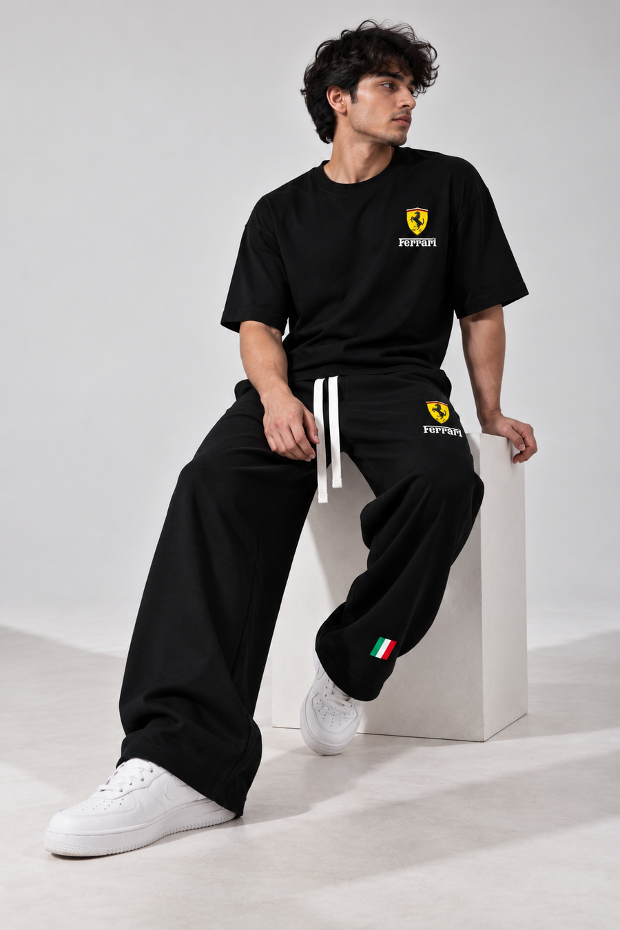 Ferrari Racing Black Tracksuit Set
